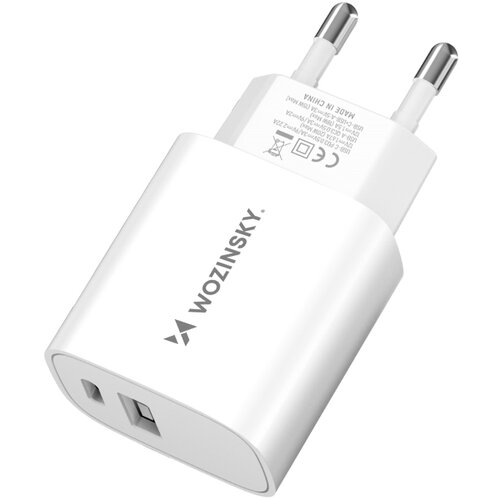 Wozinsky 20W USB-A USB-C 100-240V stenski polnilec, bel, (21510597) Cene