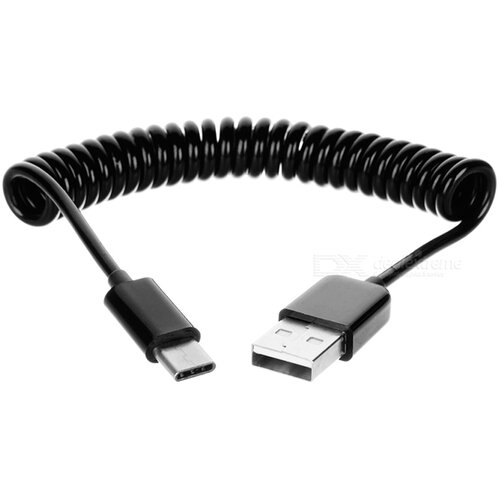 Optimus usb data kabel (1m, usb-c na usb 2.0, spiralni/coil, crni) Slike