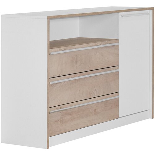 Matis Kaliopa 1V3F Komoda, 147.5x39.5x91, Belo-Premium hrast Slike