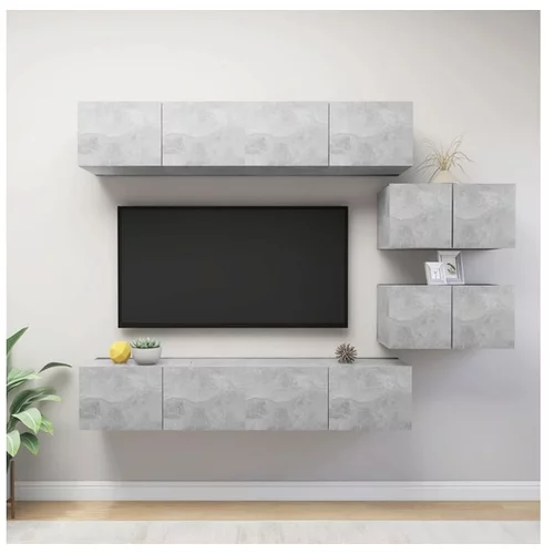  Komplet TV omaric 6-delni betonsko siva iverna plošča