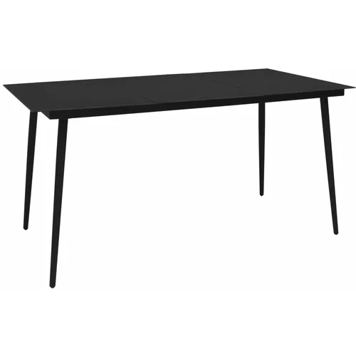  Vrtni blagovaonski stol crni 190 x 90 x 74 cm čelik i staklo