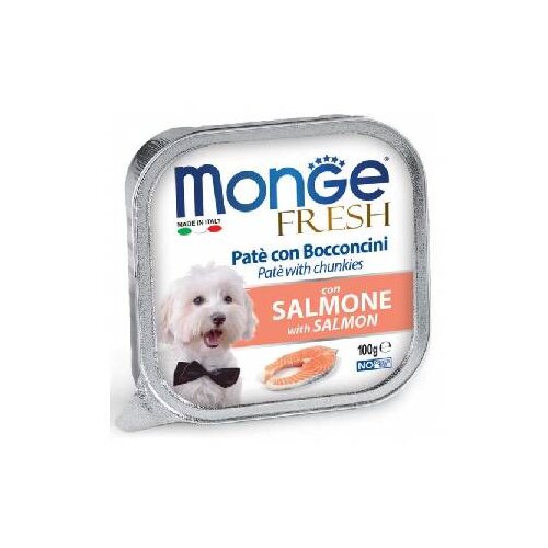 Monge FRESH dog Pate in Ko&scaron;čki z Lososom 100 g Cene