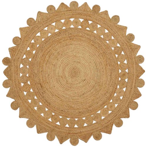 VidaXL Tepih Smeđa &amp;Oslash; 180 cm Juta Slike