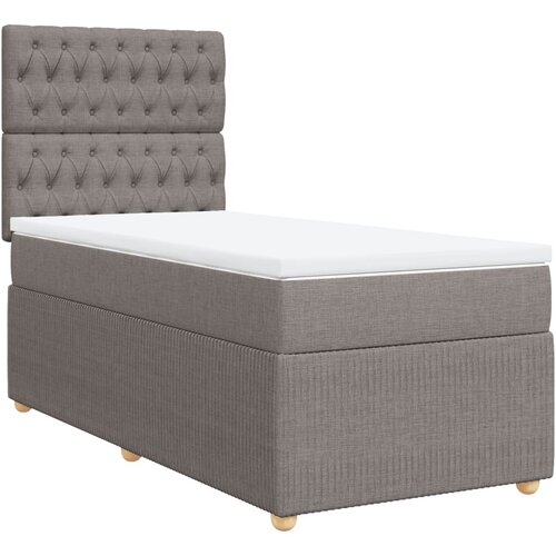 VidaXL Krevet s oprugama i madracem smeđesivi 100 x 200 cm od tkanine Slike