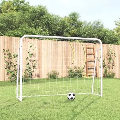 vidaXL Nogometni gol z mrežo bel 214x75x152 cm jeklo in poliester Cene