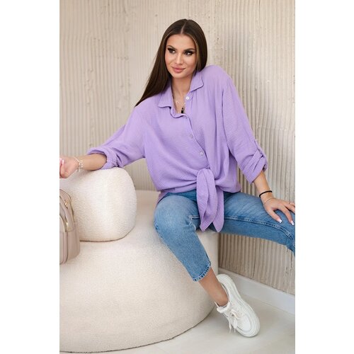 Kesi Włoski Cotton muslin shirt oversize violet Cene