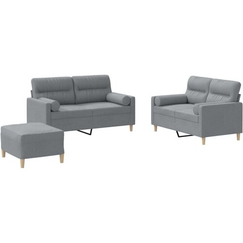 VidaXL 3-dijelni set sofa s jastucima svjetlosivi od tkanine Slike