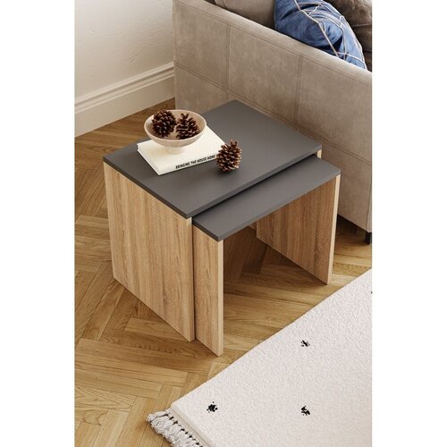 Hanah home set umetnutih stočića Arya, 48 cm, hrast Sonoma / antracit Cene
