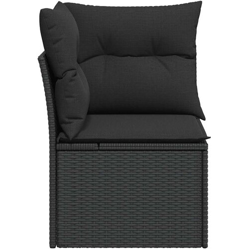  Vrtna sofa kutna s jastucima crna poli ratan Slike