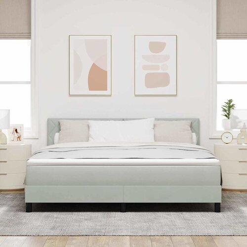  LED Box Spring Krevet Svijetlo siva 180 x 200 cm Baršun Cene