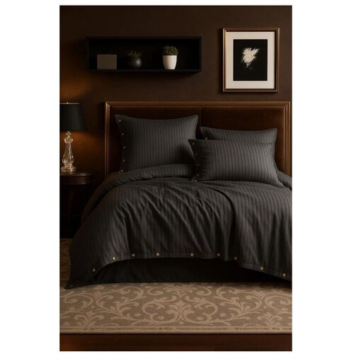 Mila Home Luxury Tamno siva posteljina za krevet za jednu osobu od renforce pamuka 140x200 cm Como Striped &amp;ndash; Slike