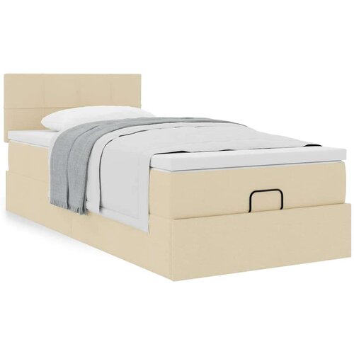 VidaXL otomanski okvir kreveta s madraca krem 90x190cm od tkanine Slike