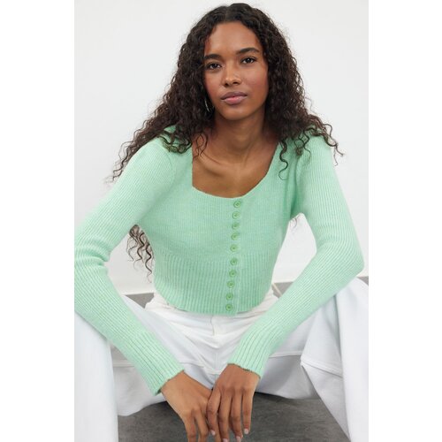 Trendyol Mint Crop Square Collar Knitwear Cardigan Cijene