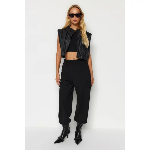 Trendyol Black Pleated Balloon Jogger Knitted Pants with Cargo Pocket