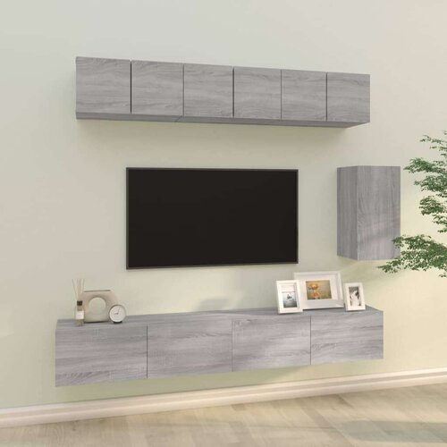  6-dijelni set TV ormarića sivog sonome konstruirano drvo Cijene