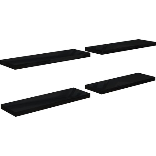 Maison Chic 4 kosi Stenske Police - Viseče police visok sijaj črne 80x23,5x3,8 cm MDF, (21794152) Cene