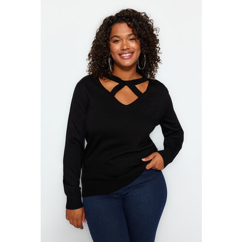 Trendyol Curve Black Window/Cut Out Detailed Knitwear Sweater Slike