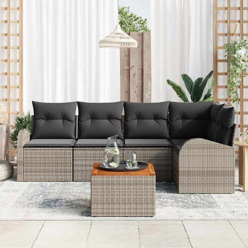  Sjedeća garnitura za vrt 6 kom. Siva poliratan 234 x 124 x 69 cm Slike