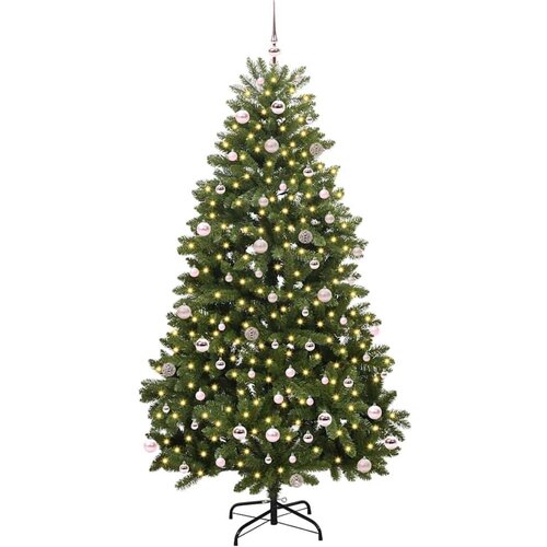 VidaXL Umjetno božićno drvce S LED lampica Zelena 240 cm PVC i metal Slike