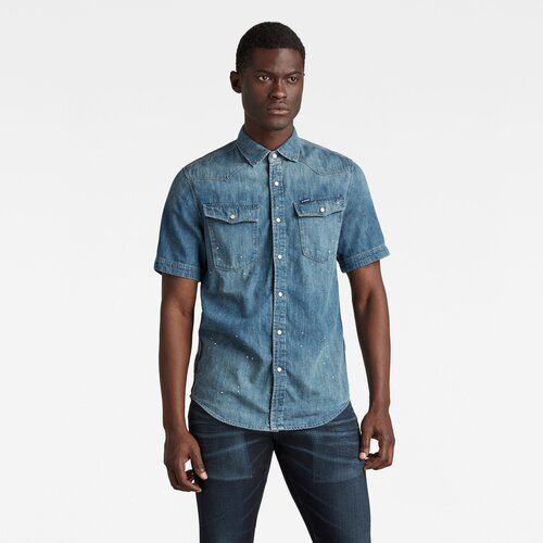 G-star Shirt - 3301 slim shirt s\s blue Slike