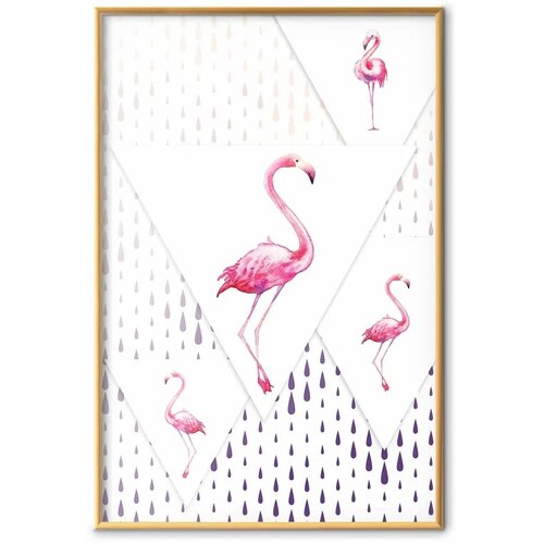  Plakat - Flamingo Family 29.7x42 Zlatni okvir Slike