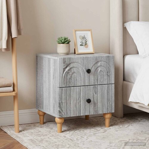  Noćni ormar s ladicama 2 pcs Siva sonoma 43 x 34,5 x 48 cm Cijene