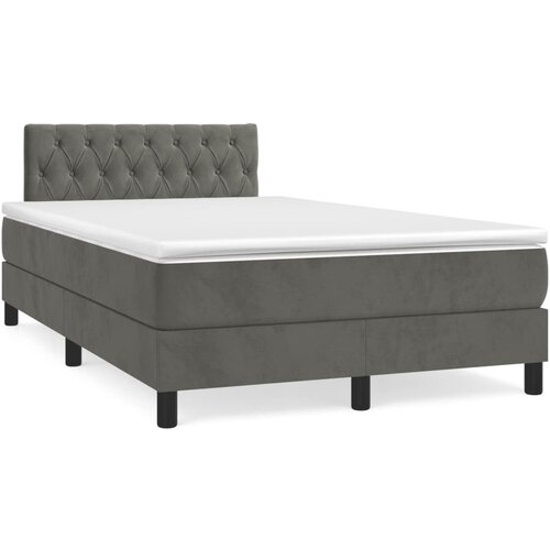 VidaXL Box spring postelja z vzmetnico LED temno siva 120x190 cm žamet Slike