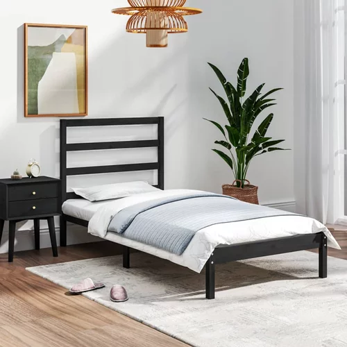 vidaXL Okvir za krevet od masivnog drva crni 75 x 190 cm 2FT6 mali