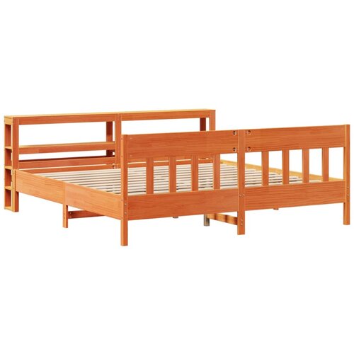 vidaXL Posteljni okvir z vzglavjem vo&scaron;čeno rjava 200x200 cm borovina, (21304256) Cene