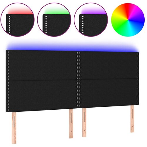 vidaXL LED posteljno vzglavje črno 160x5x118/128 cm blago Cene