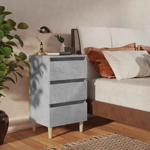 vidaXL Noćni ormarić s nogama od masivnog drva boja betona 40x35x69 cm Cijene