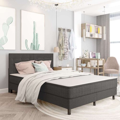 VidaXL Krevet od tkanine s oprugama tamnosivi 140 x 200 cm Slike