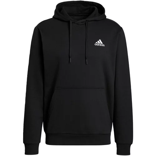 ADIDAS SPORTSWEAR Športna majica 'Essentials Fleece' črna / bela