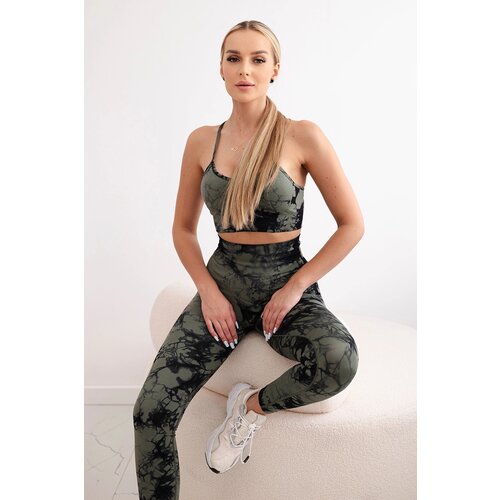 Włoski Fitness set top with adjustable straps + push up leggings khaki Slike