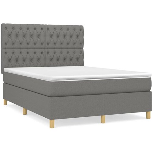 Maison Chic Box spring posteljni - Vzmetna postelja z vzmetnico temno siv 140x190 cm blago SL19444, (21892720) Cene