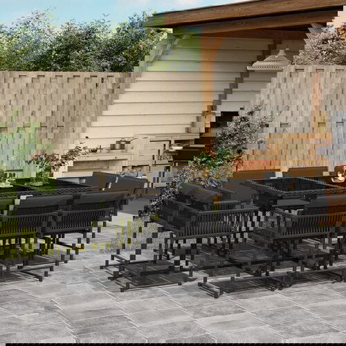 The Living Store Vrtna jedilna garnitura 11-delna z blazinami črna poli ratan - Vrtna Jedilna Garnitura, (21462021) Cene