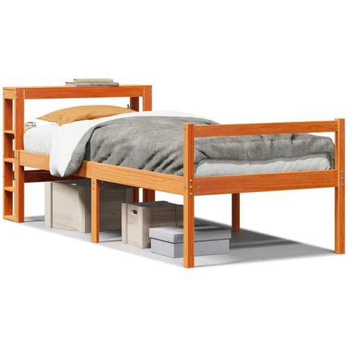 vidaXL Okvir kreveta s uzglavljem voštano smeđi 75x190 cm od borovine Cene