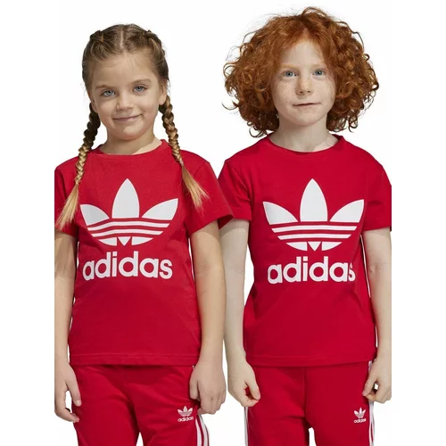 Adidas Dječja pamučna majica kratkih rukava TREFOIL boja: crvena, s tiskom