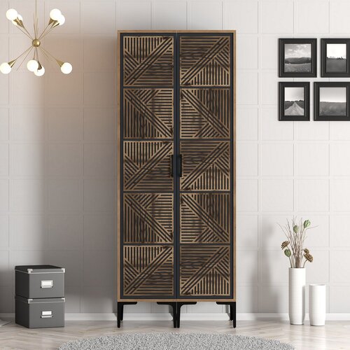 HANAH HOME kumsal pp - walnut, anthracite walnutanthracite wardrobe Slike