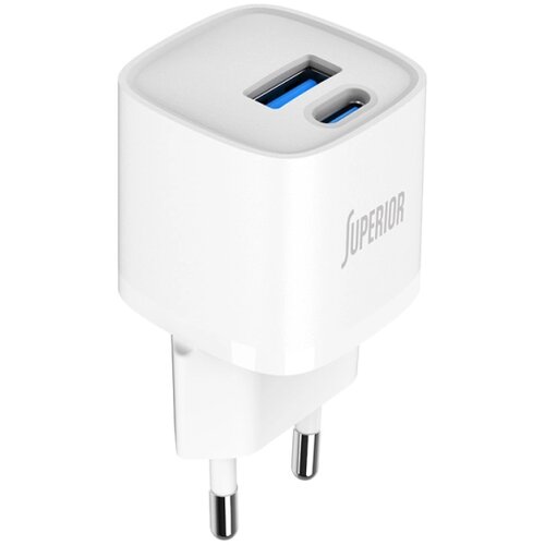  PUNJAČ BEZ KABLA SUPERIOR SU-P104 30W P1225 SUPER FAST USB-A + USB-C BELI *MD *SR Slike