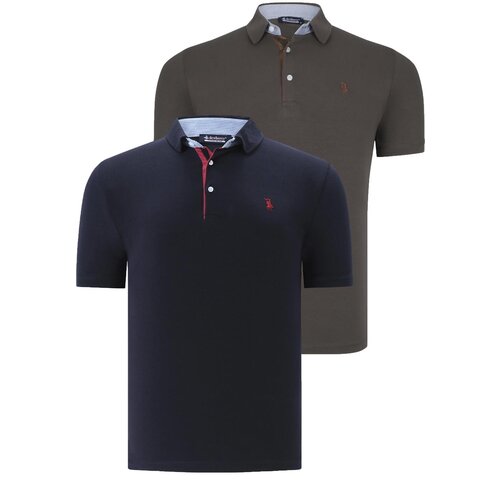 Dewberry DUAL SET T8582 MENS T-SHIRT-NAVY BLUE-KHAKI Slike