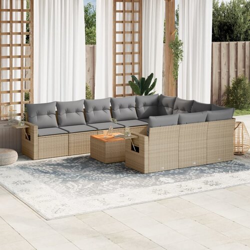 vidaXL 11-dijelni set vrtnih sofa s jastucima bež od poliratana Cijene
