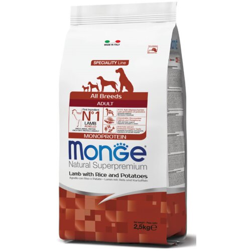 Monge suva hrana za odrasle pse svih rasa, monoprotein, jagnjetina, pirinač i krompir, 2.5kg Cene