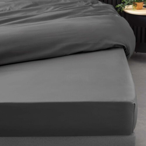 Douceur d int&amp;eacute;rieur Antracitno siva napenjalna rjuha iz bombažnega perkala 160x200 cm Percaline &amp;ndash; Slike