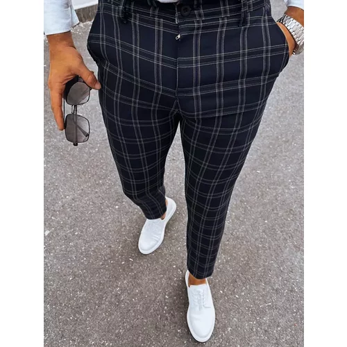 DStreet Men's Black Checkered Chino Trousers