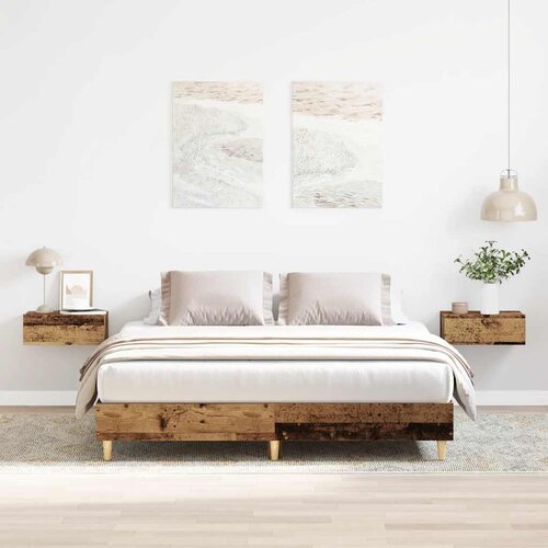 VidaXL Posteljni okvir brez vzmetnice star les 150x200 cm Slike