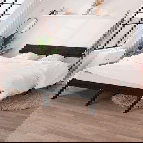  Za krevet od masivne borovine crni 135 x 190 cm UK bračni Slike