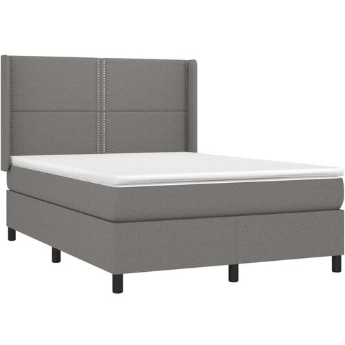  Box spring s madracem LED tamnosivi 140x200 cm tkanina Slike