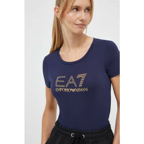 Ea7 Emporio Armani Kratka majica ženski, mornarsko modra barva