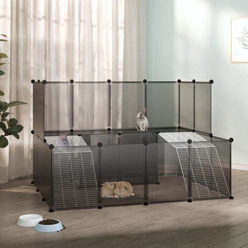 VidaXL Kavez za male životinje crni 143 x 107 x 93 cm PP i čelik Slike